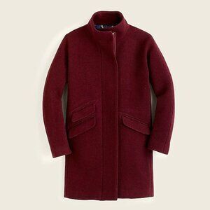 NWT J. Crew Cocoon Coat in Italian Stadium-Cloth Wool Blend | Size 8 | Burgundy